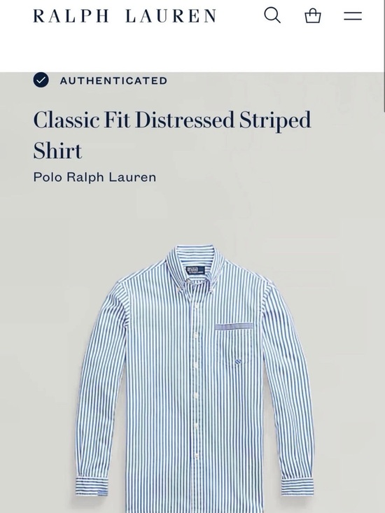 Polo Ralph Lauren Other - Ralph Lauren Blue/White Striped Button-Down Classic Fit Cotton Shirt XL $198
